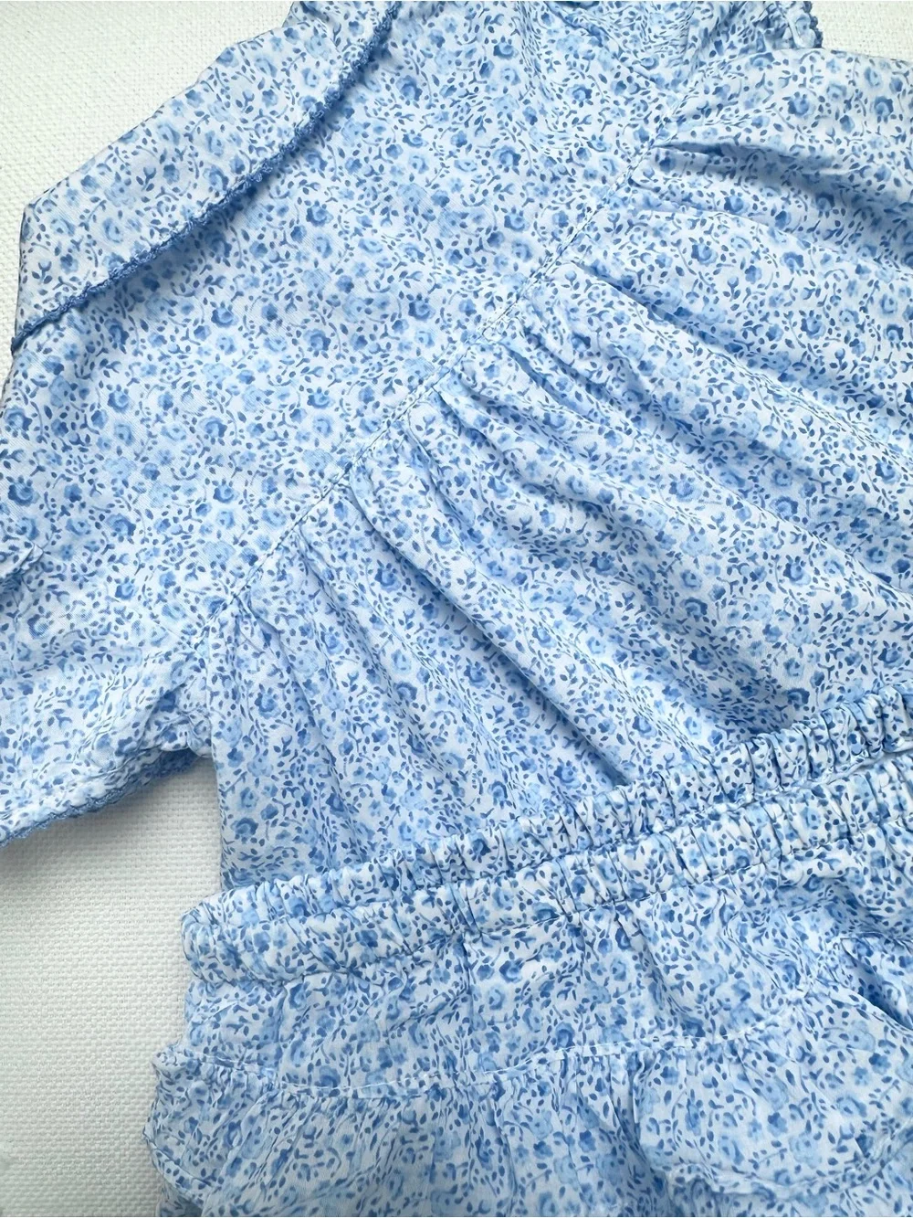George Vintage Cottagecore Whimsy Blue Ditsy Floral Dress Set Size 6-9 Months